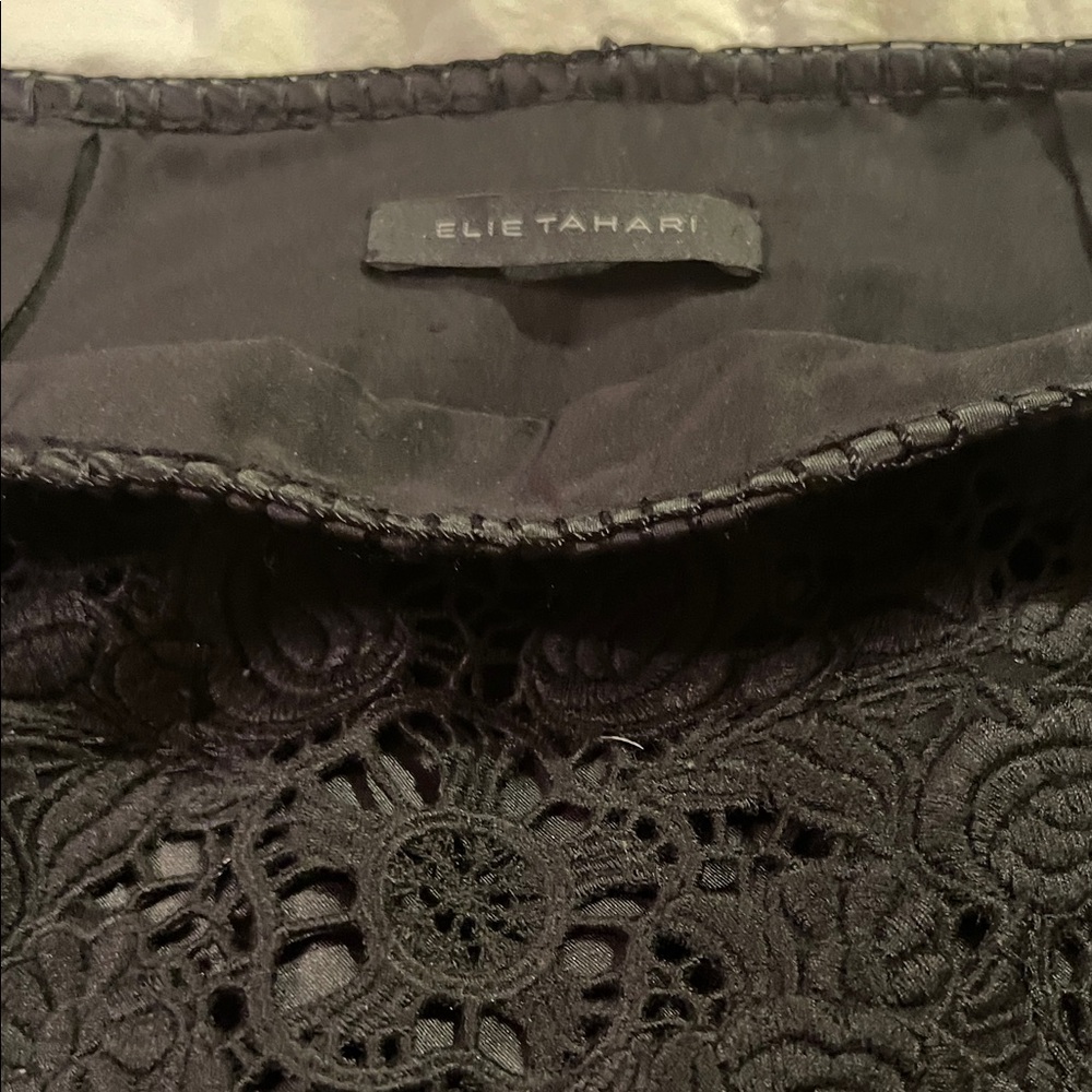 Elie Tahari Black Lace Midi Skirt